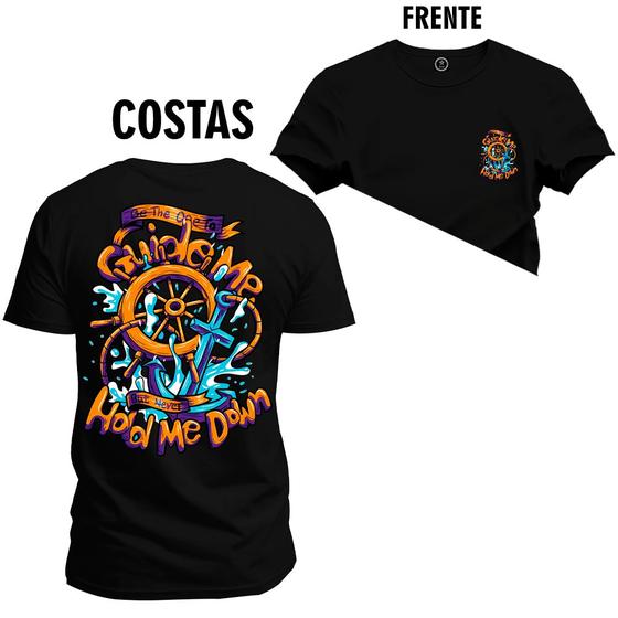 Imagem de Camiseta Estampada Algodão Unissex Direção Navio Frente Costas