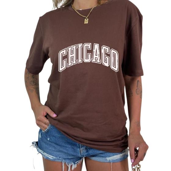 Imagem de Camiseta Estampada Chicago Modinha Blusão Gringa Despojada Oversized