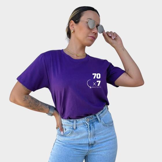 Imagem de Camiseta Estampada Feinina Moda Cristã 70x7 Perdão Versículo Deus