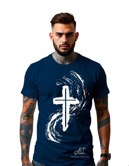 Imagem de Camiseta Estampada Personalizada Religiosa Cristã Cruz REF15 Unissex 100% Algodao Linha Premium