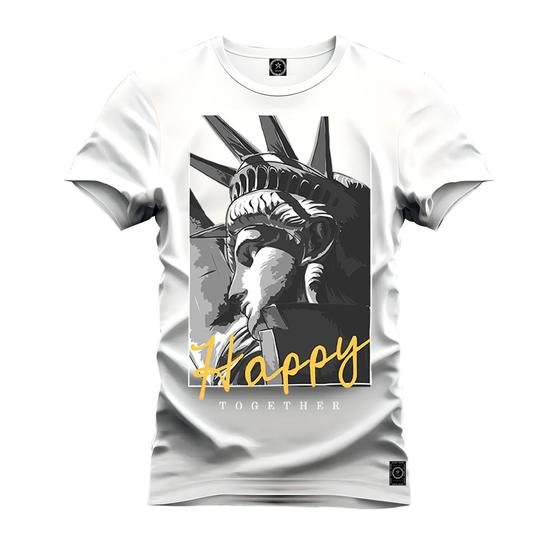 Imagem de Camiseta Estampada Premium Tamanho Especial Happy Estatua