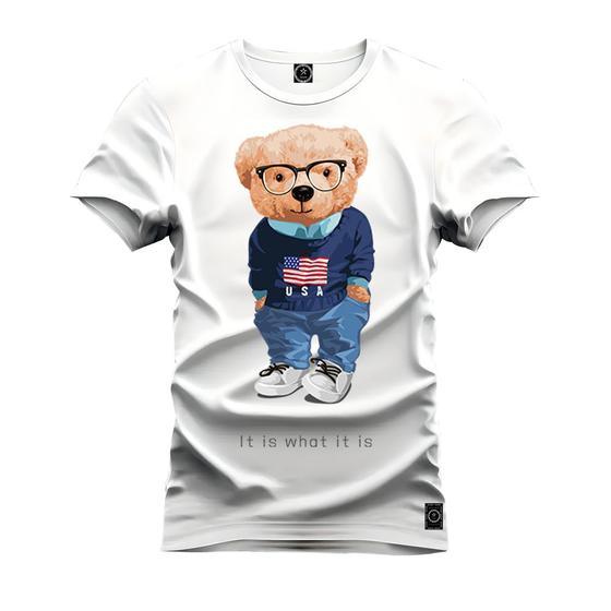 Imagem de Camiseta Estampada Premium Tamanho Especial Urso Bem Vestido