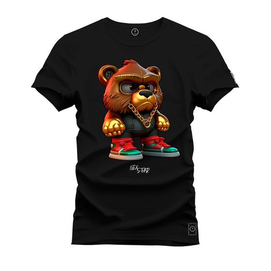 Imagem de Camiseta Estampada Premium Tamanho Especial Urso Descolado