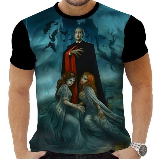 Imagem de Camiseta Estampada Sublimação Filmes Classicos Cult Terror Horror Vampiro Conde Dracúla 10