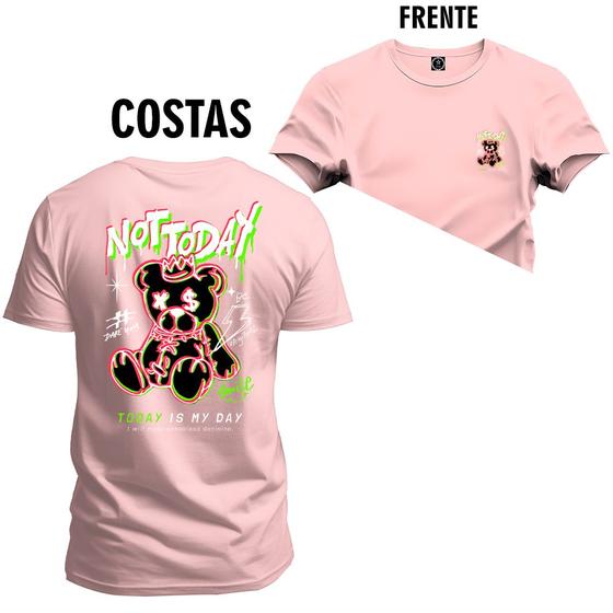 Imagem de Camiseta Estampada T-Shirt Unissex Premium Not To Day Urso Frente e Costas