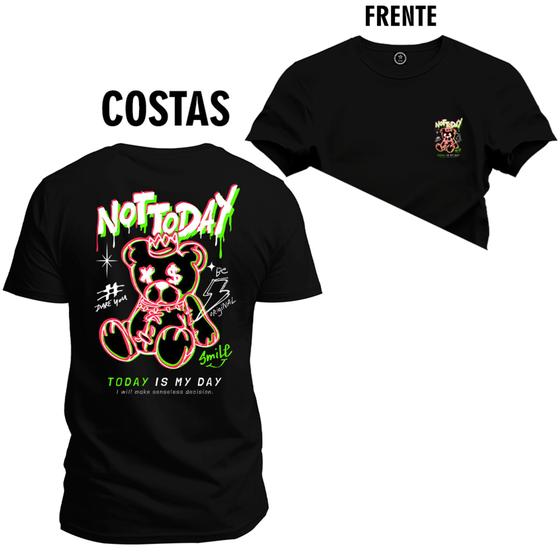 Imagem de Camiseta Estampada T-Shirt Unissex Premium Not To Day Urso Frente e Costas