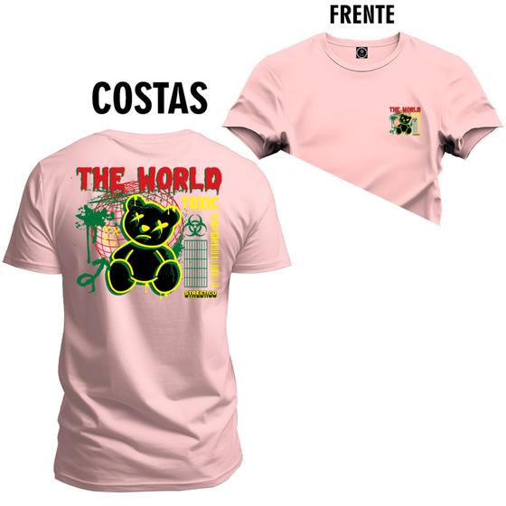 Imagem de Camiseta Estampada Tamanho Grande Plus Size The Wored Urso Neon Frente e Costas