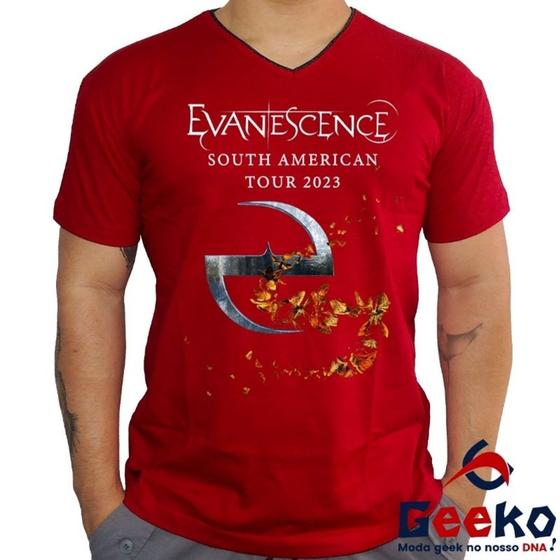 Imagem de Camiseta Evanescence 100% Algodão South America Tour 2023 Rock Geeko