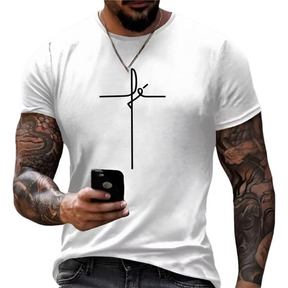 Imagem de Camiseta Fé Longline Lisa Swag Shopping 100% Algodão - Envio Imediato