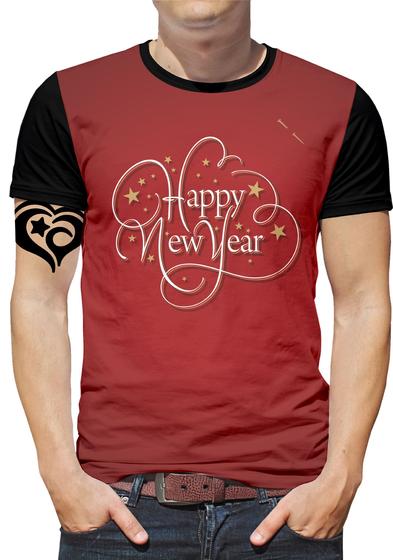 Imagem de Camiseta Feliz Ano Novo PLUS SIZE Masculina Blusa Vermelho
