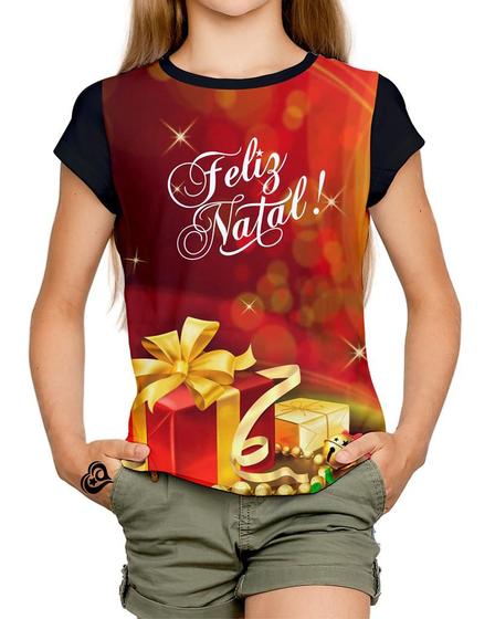 Imagem de Camiseta Feliz Natal Meninas Infantil Papai Noel Blusa est1