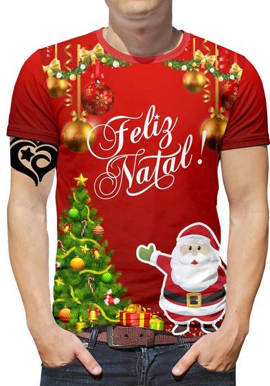 Imagem de Camiseta Feliz Natal PLUS SIZE Masculina Blusa Papai Noel E2
