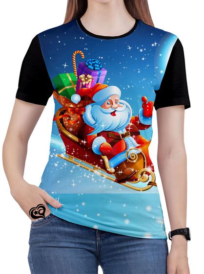 Imagem de Camiseta Feliz Natal PLUS SIZE Papai Noel Feminina Blusa CRR