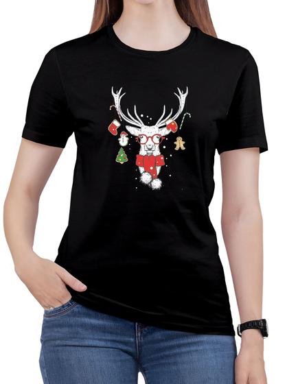 Imagem de Camiseta Feliz Natal Rena 100% Algodão Tshirt Feminina Noel Camiseta Cristã 100% Algodão T-shirt Feminina Gospel Exodo