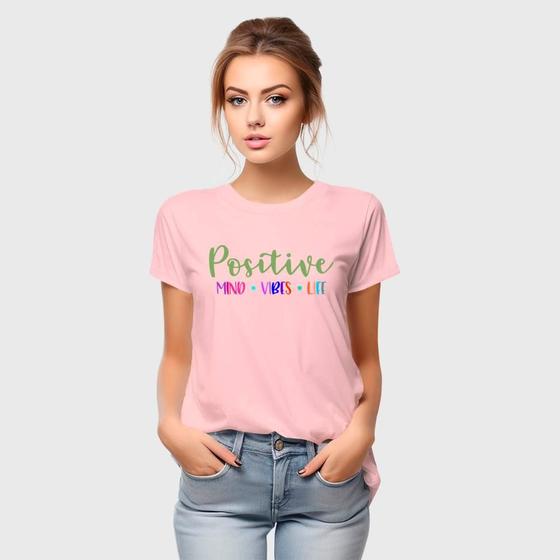 Imagem de Camiseta Feminina Algodão Estampa Positive Casual