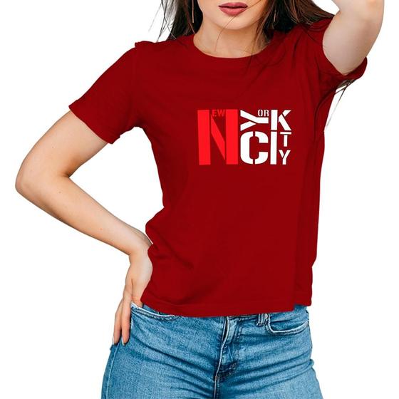 Imagem de Camiseta Feminina Algodão Estampada New York City Casual