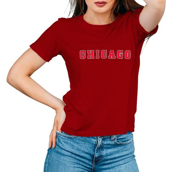 Imagem de Camiseta Feminina Algodão Manga Curta Estampa Chicago Casual