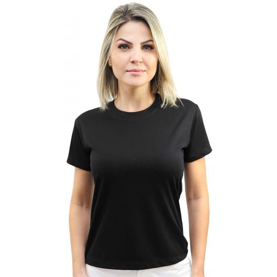 Imagem de Camiseta feminina baby look 65% Poliéster e 35% Viscose