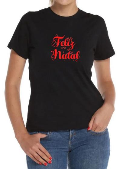 Imagem de Camiseta Feminina Baby Look Feliz Natal Fim De Ano Camisa 100% Algodão