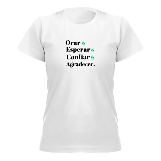 Imagem de Camiseta feminina babylook Orar e Esperar manga curta Orações Religião