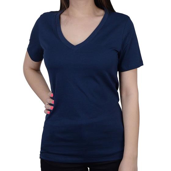 Imagem de Camiseta Feminina Basico.Com Pima Azul Marinho - 102101