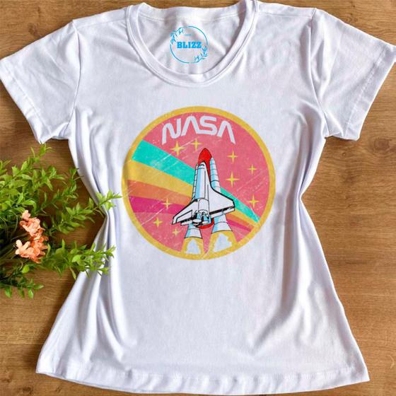 Imagem de Camiseta Feminina Blizz Branca com Estampa Nasa