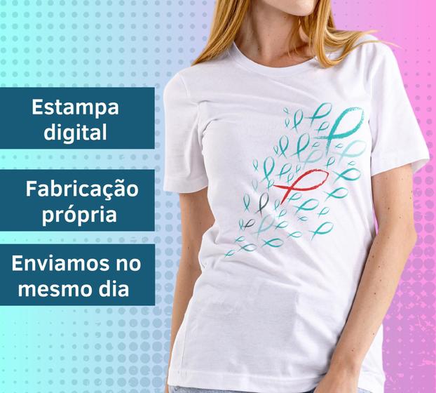 Imagem de Camiseta Feminina Blusa Manga Curta Peixinhos Moda Evangélica Cristã Gospel