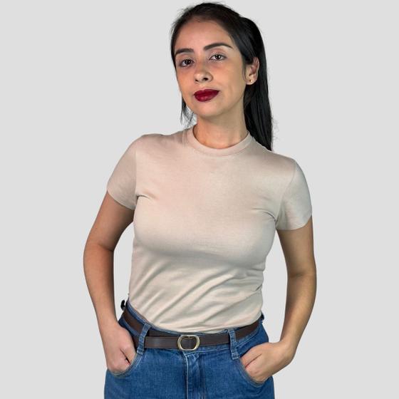 Imagem de Camiseta Feminina Branca Basica Algodão Fafenix  Babylook Tshirt Lisa Confortáveis