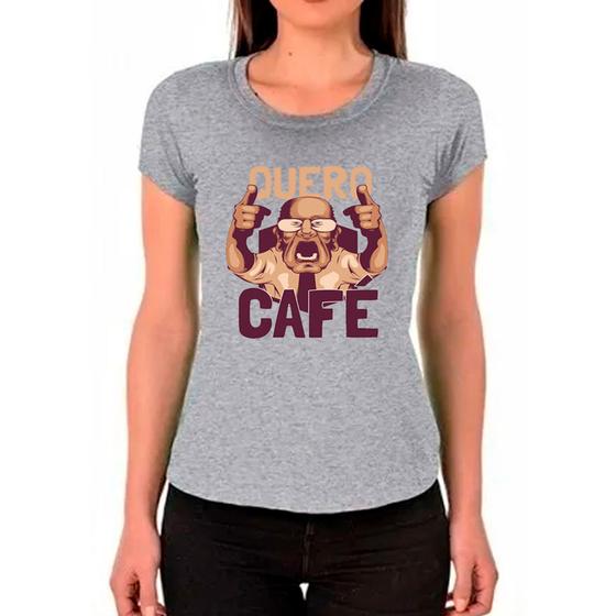 Imagem de Camiseta Feminina Cinza Quero Café 01