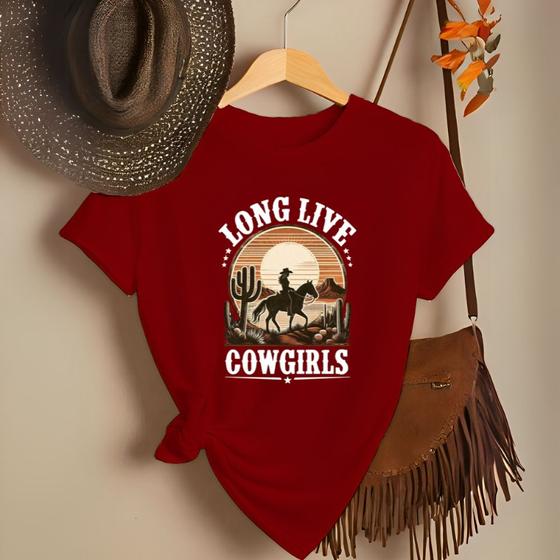 Imagem de Camiseta Feminina Country Look Country T-shirt Roça Agro Rodeio Boiadeira Estamp Cow Girls