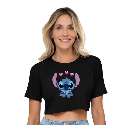 Imagem de Camiseta Feminina Croped Stich Malha Leve Para O Verao