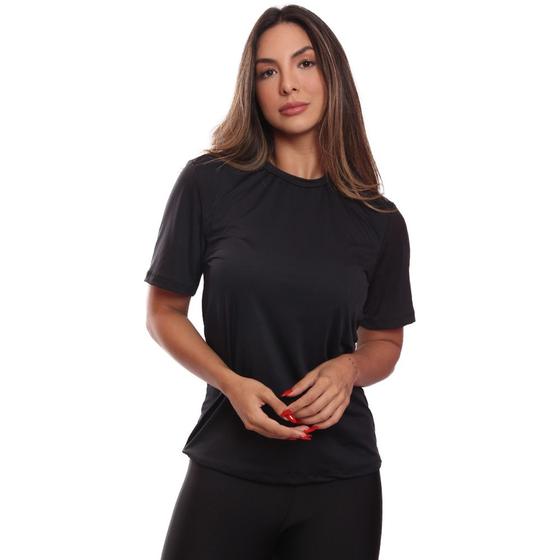 Imagem de Camiseta Feminina Dry Fit Básica Lisa Proteção Solar UV Térmica Blusa Academia Esporte Camisa
