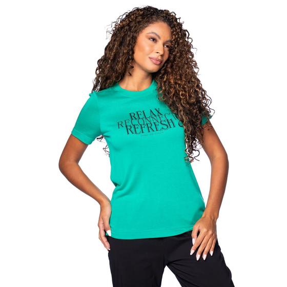 Imagem de Camiseta Feminina Endless Rovitex Relax com Strass Verde