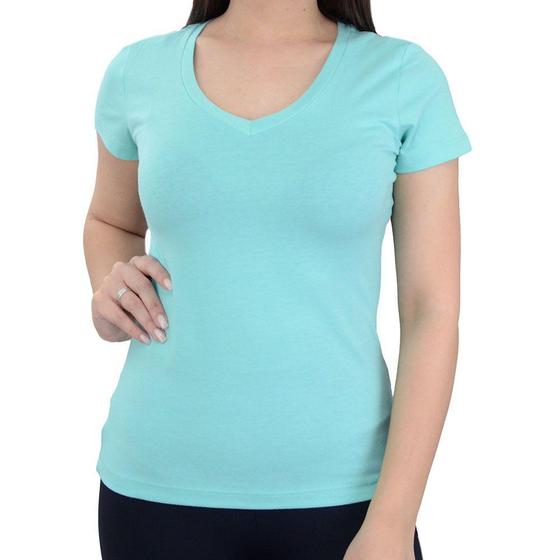 Imagem de Camiseta Feminina Lado Avesso V Verde Acqua - L1224