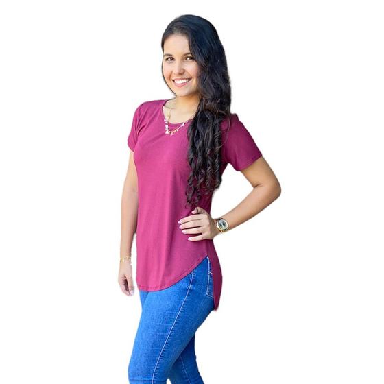 Imagem de Camiseta feminina long line comprida nas costa fitness