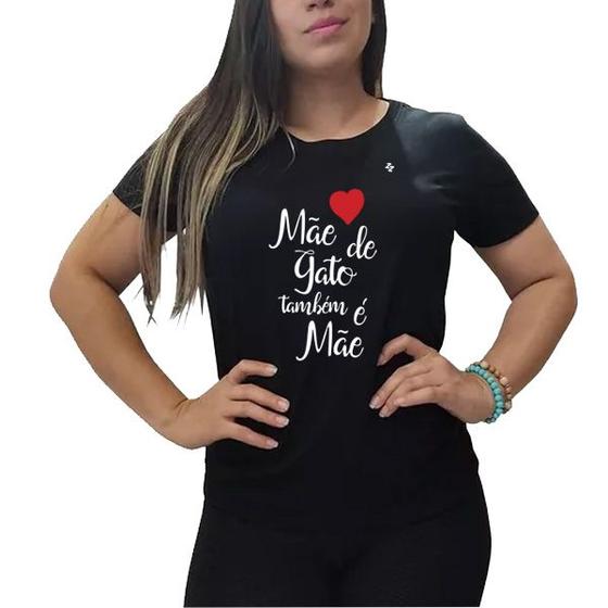 Imagem de Camiseta feminina mãe e pai de gato também é mãe e pai