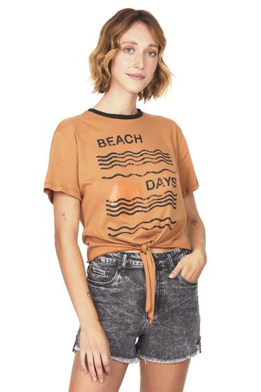 Imagem de Camiseta Feminina Malha Detalhe Laço Polo Wear Bege Claro
