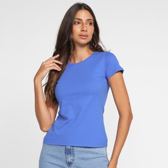 Malwee Camisa Feminina Azul Bebe Blusa Malwee Baby Look Estampada