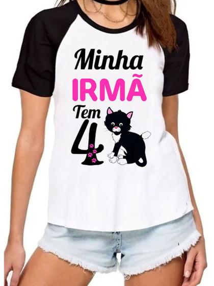 Imagem de Camiseta feminina minha irmã tem 4 patas camisa pet gato cat