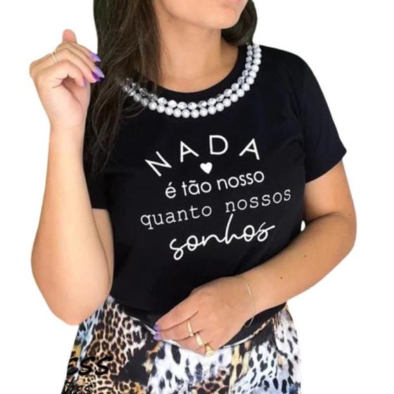 Camiseta Feminina Pérolas Motivador Cor Preta Tamanho G Gilfer
