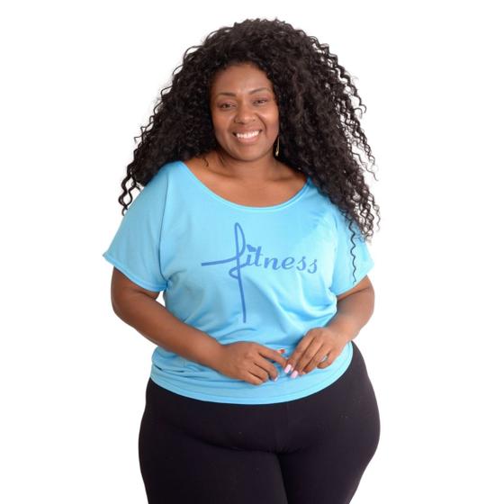 Imagem de Camiseta Feminina Plus Size Dry Fitness Blusa Academia