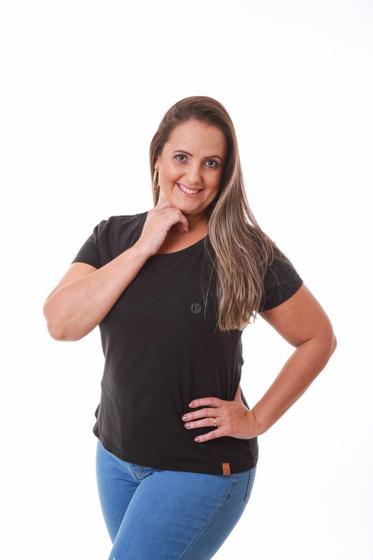 Imagem de Camiseta Feminina Preta Estampa Logomarca Lateral