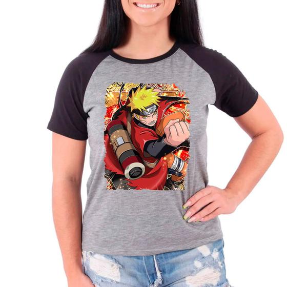 Imagem de Camiseta Feminina Raglan Cinza Desenho Naruto Anime 02