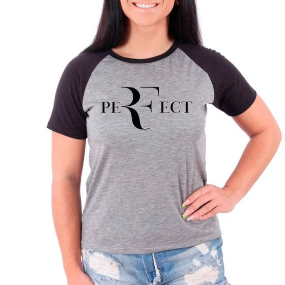 Imagem de Camiseta Feminina Raglan Cinza Preto Tennis RF Federer 01