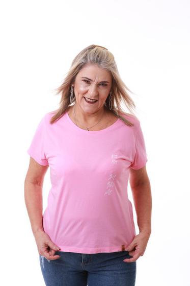 Imagem de Camiseta Feminina Rosa Claro Estampa Rico Sublime Lateral