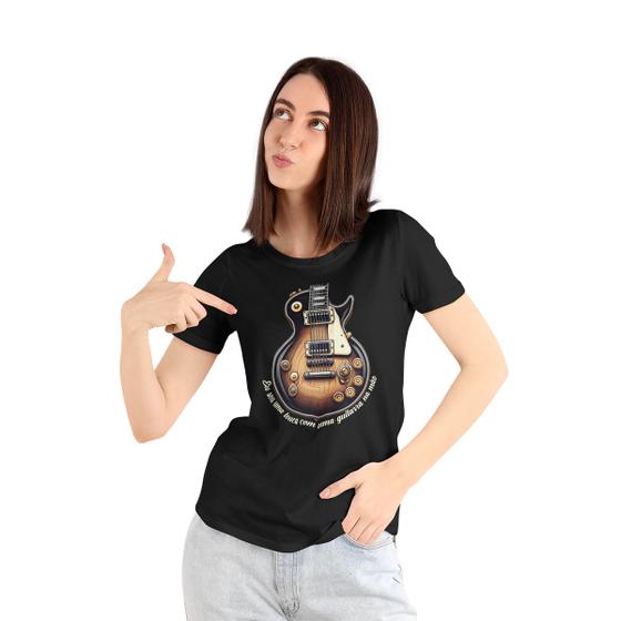 Imagem de Camiseta Feminina Slow Rock Songs Bicho Preguiça Guitarra