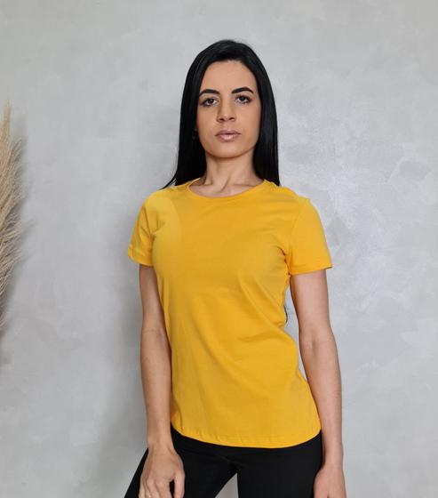 Imagem de Camiseta Feminina T-shirt Lisa Gola Redonda Básica 100% algodão Faith Level