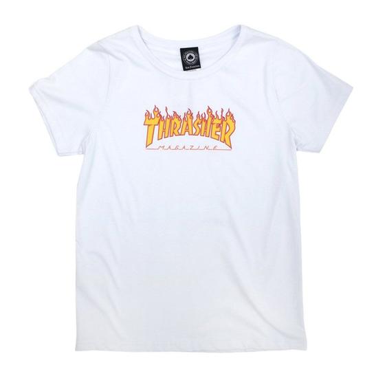 Imagem de Camiseta Feminina Thrasher Magazine Flame Logo Girl Branca