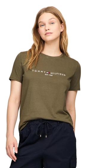 Imagem de Camiseta feminina Tommy Hilfiger com logotipo bordado de ajuste regular