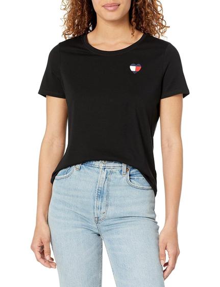 Imagem de Camiseta Feminina Tommy Hilfiger Manga Curta - Estampa de Coração Preto